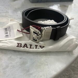 Bally Brown Leather Belt with Silver Buckle